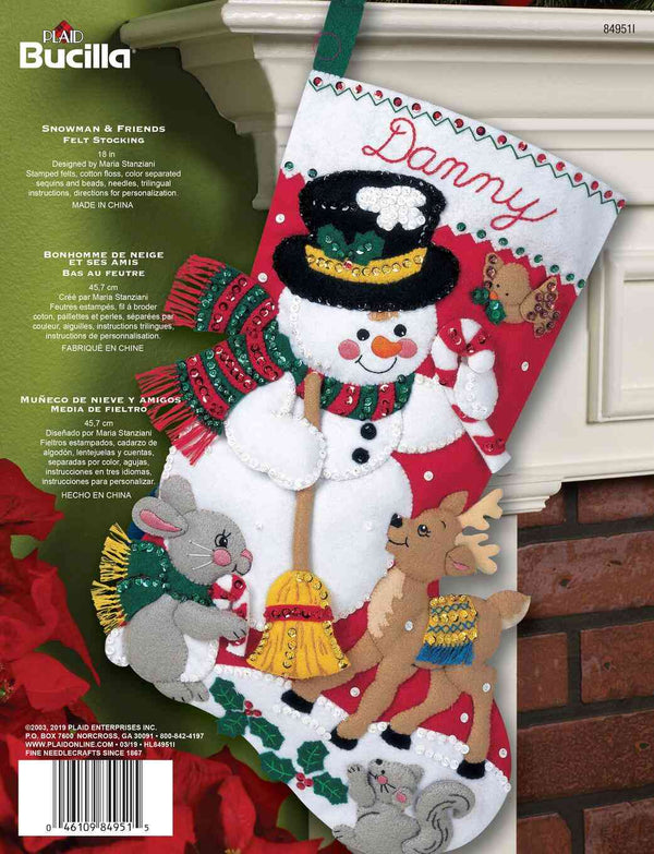 Bucilla 18" Applique Stocking Kit Snowman & Friends