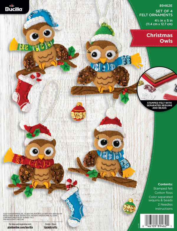 Bucilla Ornament Kit Christmas Owls