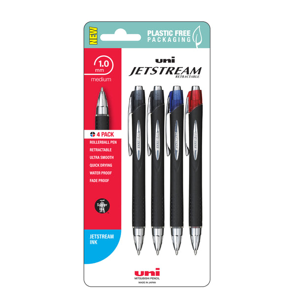 Uni Jetstream 1.0mm Medium Retractable Pens Assorted Pack of 4