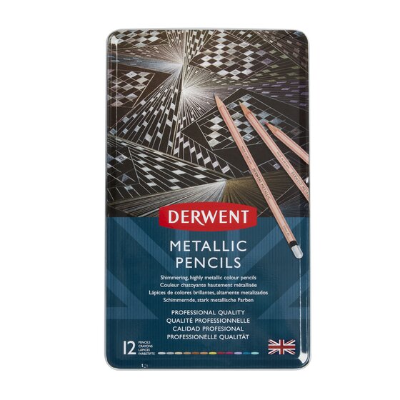 Derwent Metallic Pencils - Tin Of 12