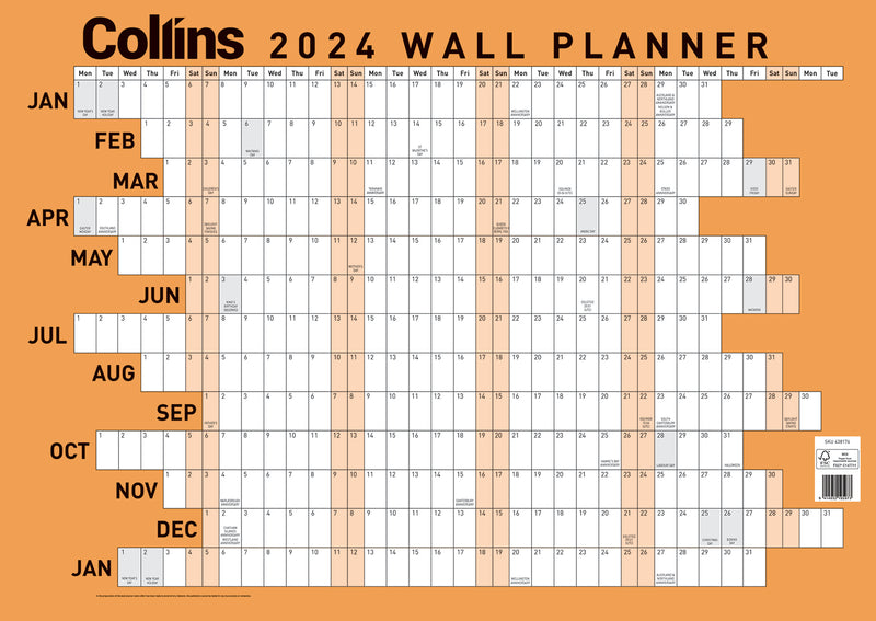 Collins Wallplanner A3 Unlaminated