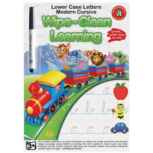 Learning Can Be Fun Wipe Clean Learning Book Lower Case Letter NZ Modern Cursive with Marker