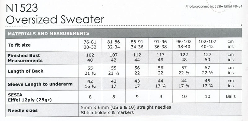 Naturally Pattern Leaflet Sesia Eiffel 12ply Womens/Sweater N1523