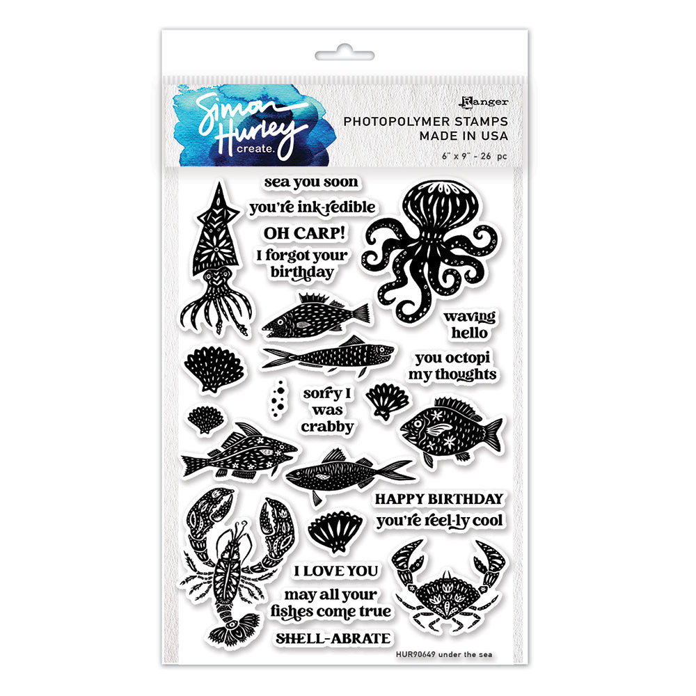 Simon Hurley create. Photopolymer 26 Piece Stamp Set Under The Sea