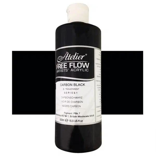 Atelier Free Flow Acrylic Paint 500ml#colour_CARBON BLACK (S1)