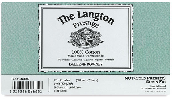 Daler Rowney Langton Prestige 22x30 Inch 300gsm - 10 Sheets#paper press_COLD PRESSED