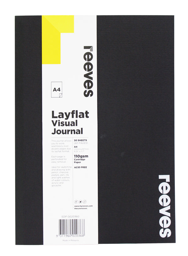 Reeves Visual Journal Layflat Black Cover 30 Sheets#Size_A4