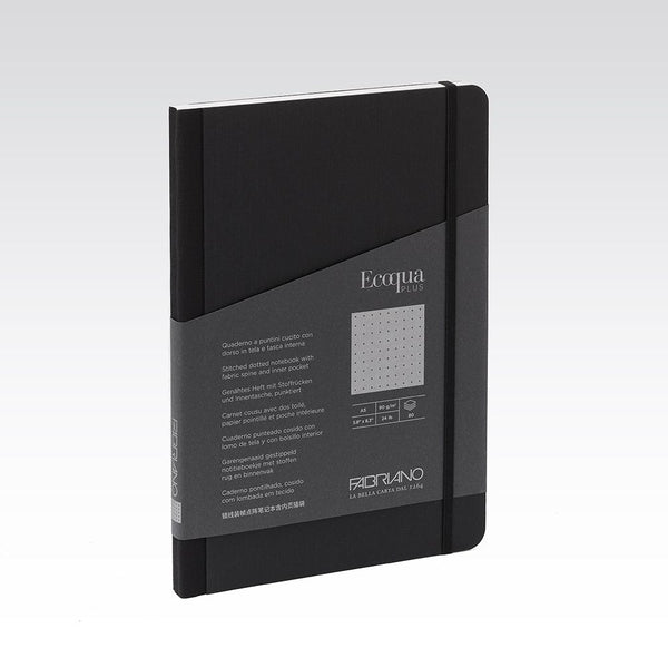 Fabriano Ecoqua Plus Fabric Notebook 90gsm Dots A5#Colour_BLACK