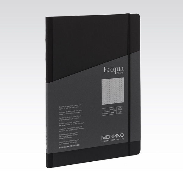 Fabriano Ecoqua Plus Fabric Notebook 90gsm Dots A4#Colour_BLACK