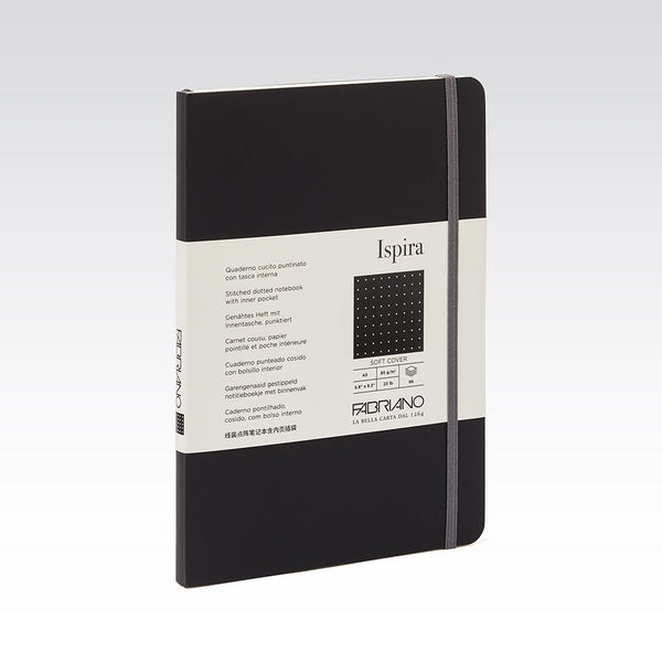 Fabriano Ispira Soft Cover Notebook 85gsm Dots A5#Colour_BLACK