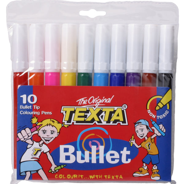 texta bullet tip colouring marker wallet of 10