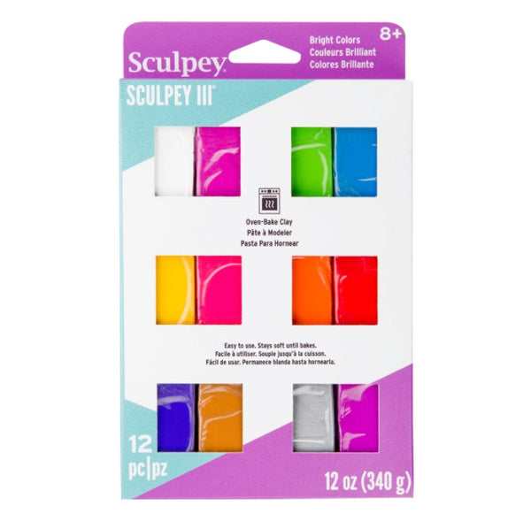 Sculpey III Oven Bake Modelling Clay Set Of 12#Colour_BRIGHT