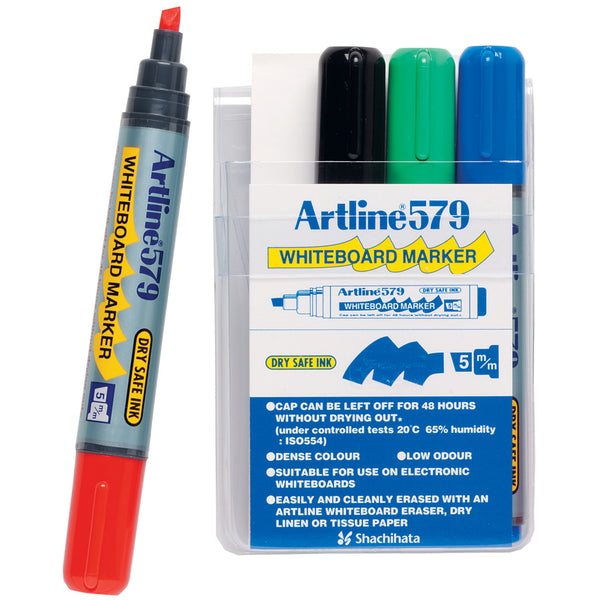 artline 579 whiteboard marker 5mm chisel nib assorted#Pack Size_PACK OF 4