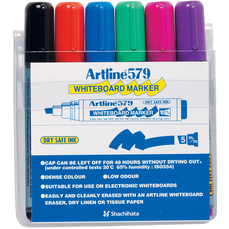 artline 579 whiteboard marker 5mm chisel nib assorted