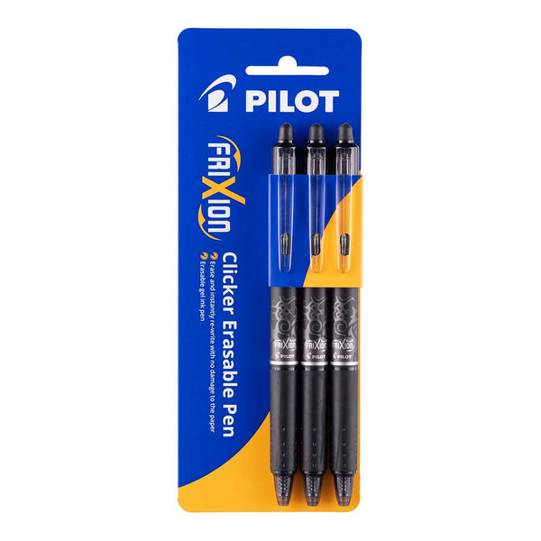 Pilot Frixion Clicker Erasable Fine Pens Pack Of 3#Colour_BLACK 