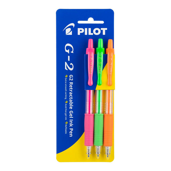 Pilot G2 Gel Fine Pens Neon Pgo Pack Of 3