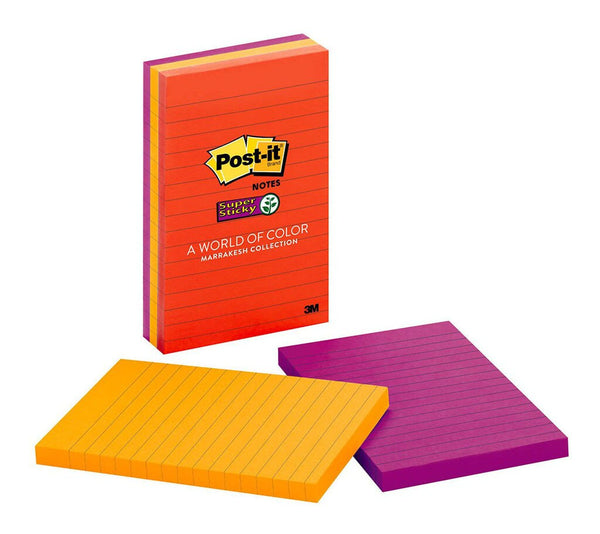 post-it super sticky lined note 660-3ssan 101x152mm 90 sheet pads pack of 3#colour_MARRAKESH COLLECTION