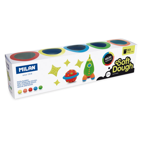 Milan Soft Dough Neon Colours Assorted - Pack of 5