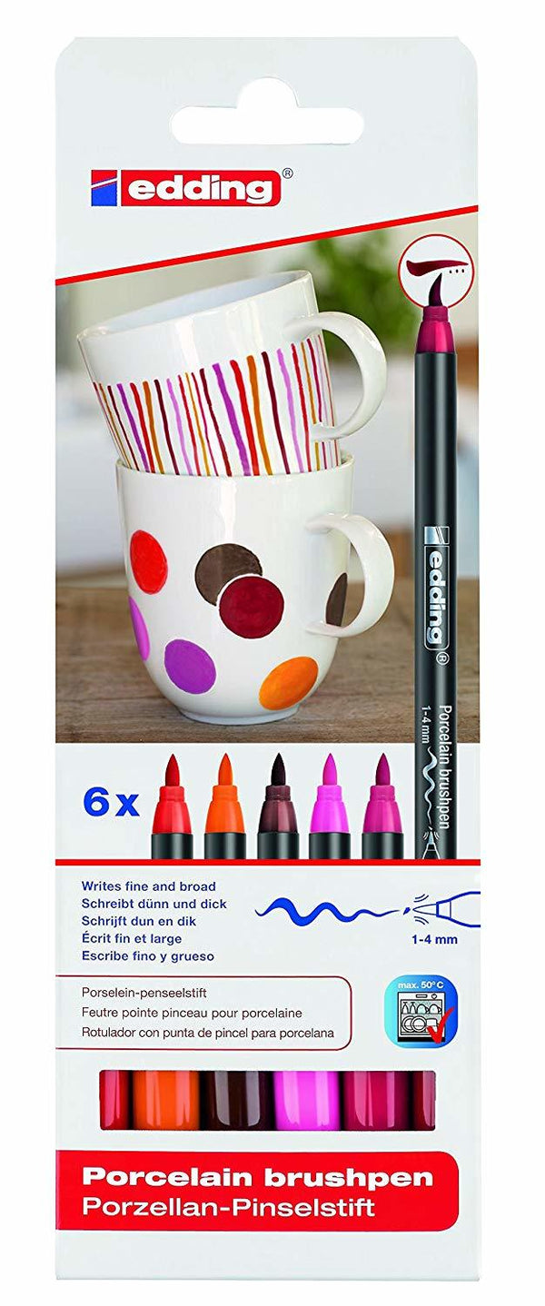Edding Porcelain Brush Pen Set 6#Colour_WARM