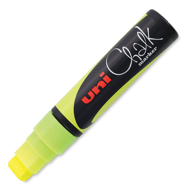 Uni Chalk Marker 15.0mm Chisel Tip PWE-17K#Colour_FLUORESCENT YELLOW
