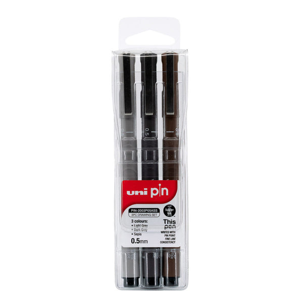 Uni Pin Fineliner Permanent Drawing Set of 3