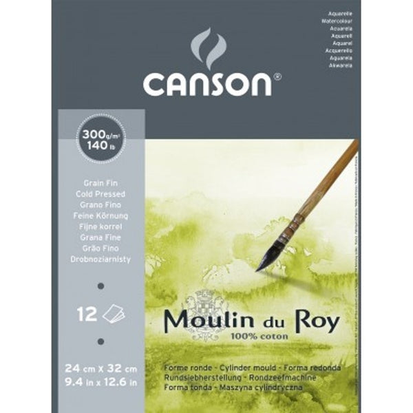 Canson Moulin Du Roy Pad 24x32cm 300gsm 12 Sheets#Paper Press_COLD PRESSED
