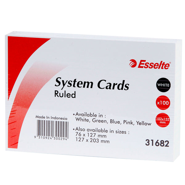 esselte system cards 152x102mm (6x4) white pack of 100