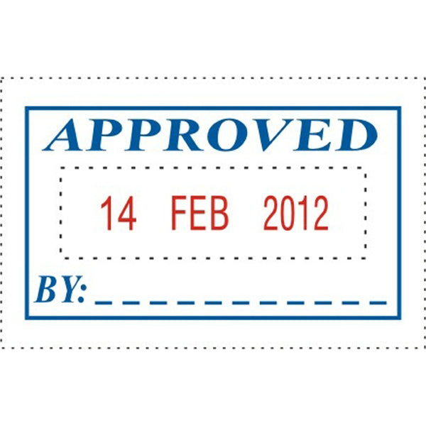 deskmate self-inking dater stamp approved & date blue/red