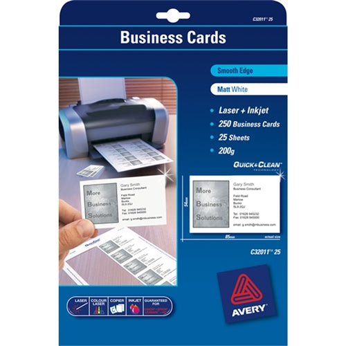 Avery Business Cards C32011-25 25 Sheets Inkjet Laser
