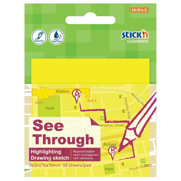 Stick'n Clearnote 76x76mm 50 Sheets Transparent