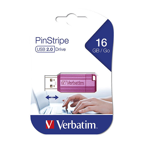 Verbatim Store 'N' Go Pinstripe USB Drive 16GB#Colour_PINK