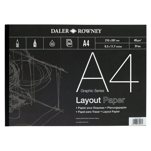 Daler Rowney Series A Graphic Series Layout Paper Pad 45gsm 80 Sheets#Size_A4
