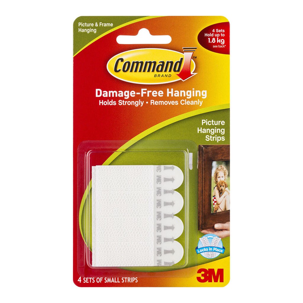 Command Strips 17202 Picture Frame Hanging Small White 4 Pack