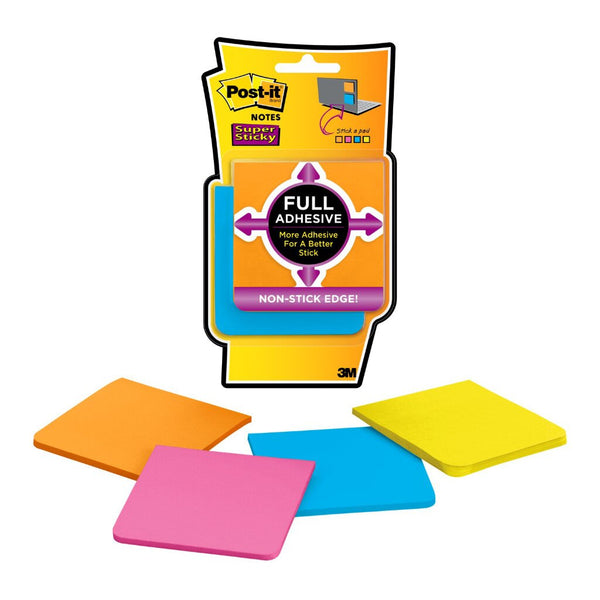 post-it super sticky notes f330-4ssau rio 76x76mm 25 sheet pads pack of 4