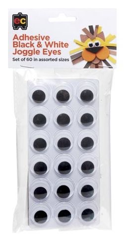 EC Adhesive Joggle Eyes Black And White Pack of 60