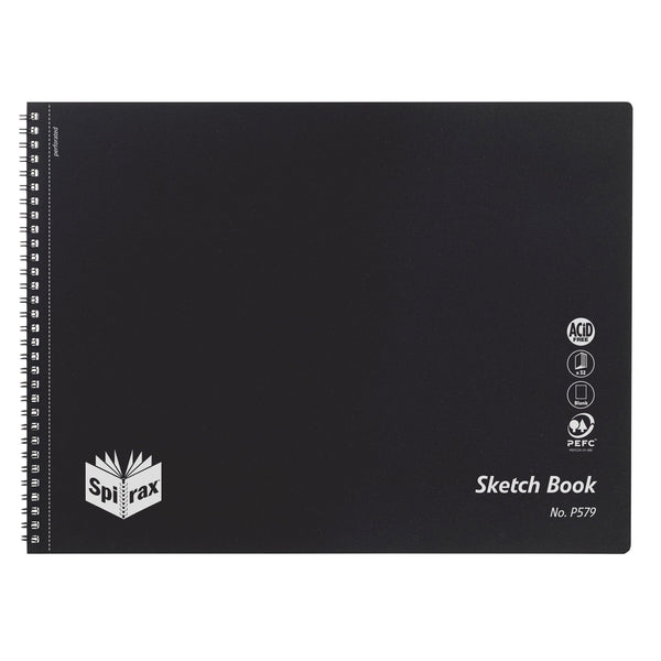 spirax p579 pp sketch book 272x360mm 32 pages black s/o - pack of 10