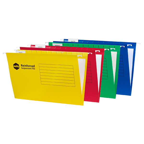 Marbig Reinforced Suspension File Complete Box of 25#Colour_ASSORTED
