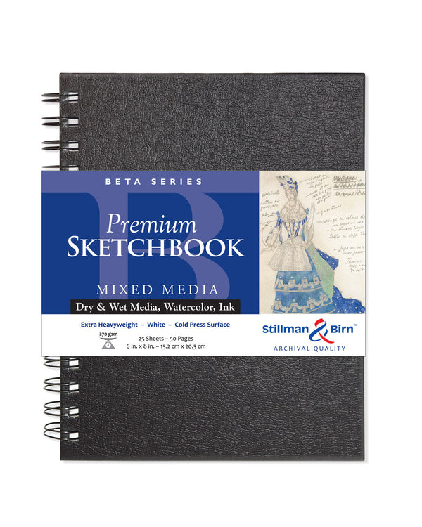 Stillman & Birn Beta Spiral Sketchbooks 270gsm White Cold Press 25 Sheets#Size_6X8 INCHES