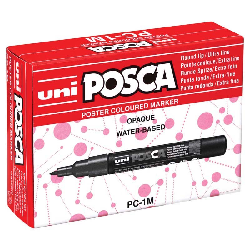 Hobby Land Uni Posca Marker 0.7mm Ultra-fine Round Tip Assorted Pack 12 Pack