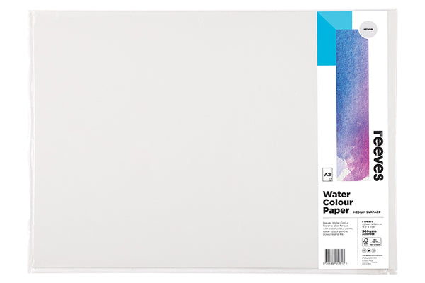Reeves Water Colour Paper Packs Cold Pressed 300gsm 5 Sheet#Size_A2