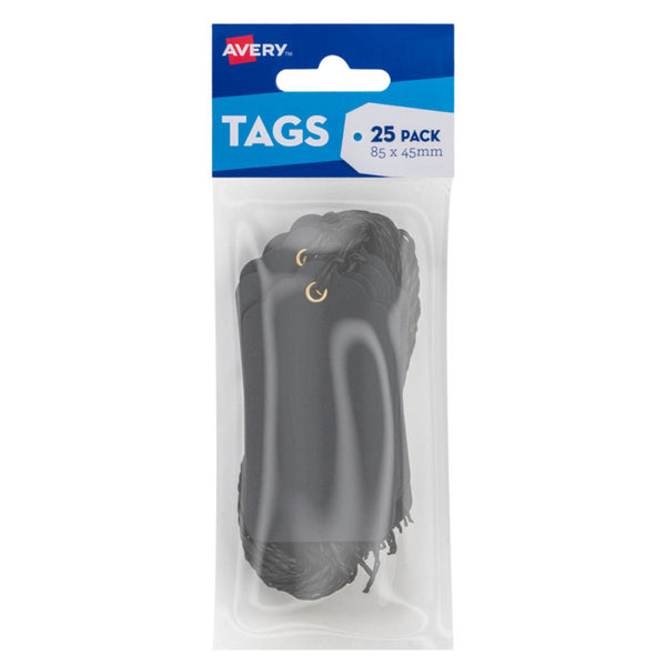 Avery Scallop Tags 85x45mm With String 25 Pack#Colour_BLACK