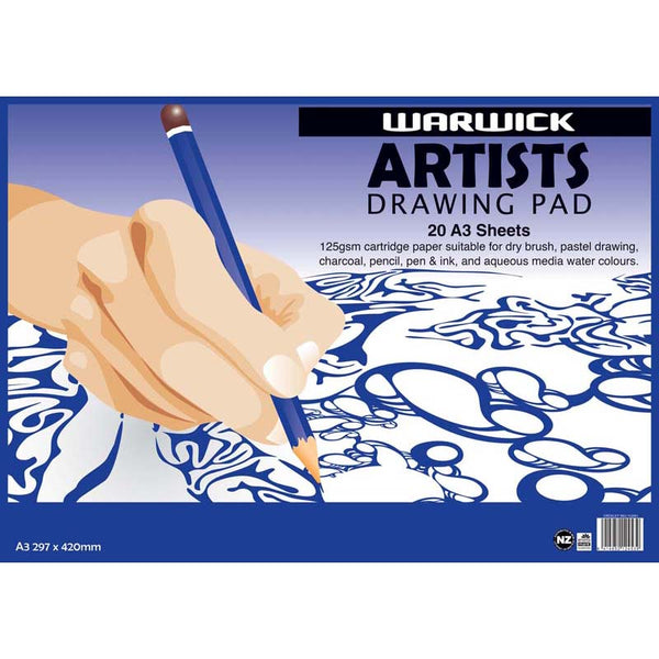 Warwick Pad Artists Drawing 20 Leaf 125gsm#size_A3