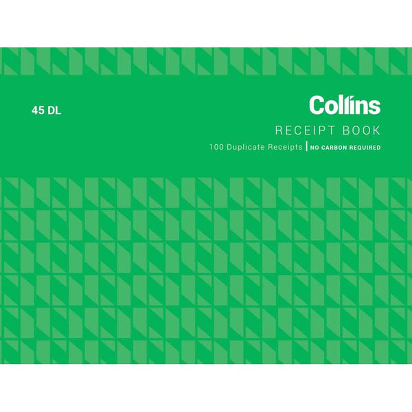 Collins Cash Receipt Book 45dl Duplicate No Carbon Required