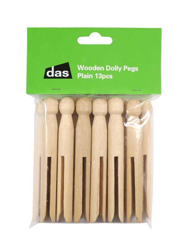 Das Wooden Dolly Pegs Plain Colour Pack Of 13