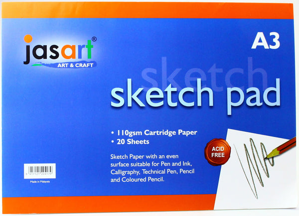 Jasart Sketch Pad 110gsm Gummed 20 Sheet#Size_A3