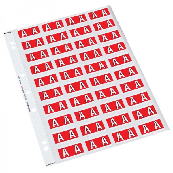 codafile label alpha 25MM PACK OF 5 sheets#colour_RED