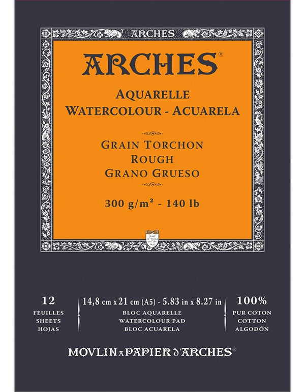 Arches Watercolour Natural White Pad 300gsm Rough 12 Sheet#Size_14.8X21CM