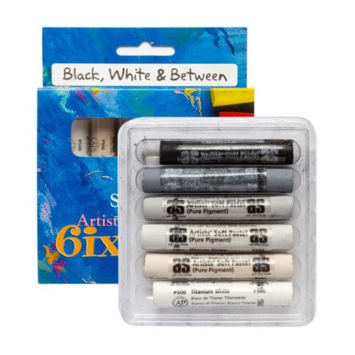 Art Spectrum Round Pastels Set Of 6 - Black, White & Between