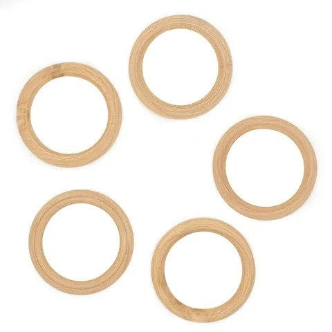 Arbee Wood Beads Macrame Ring Large - Pack Of 5