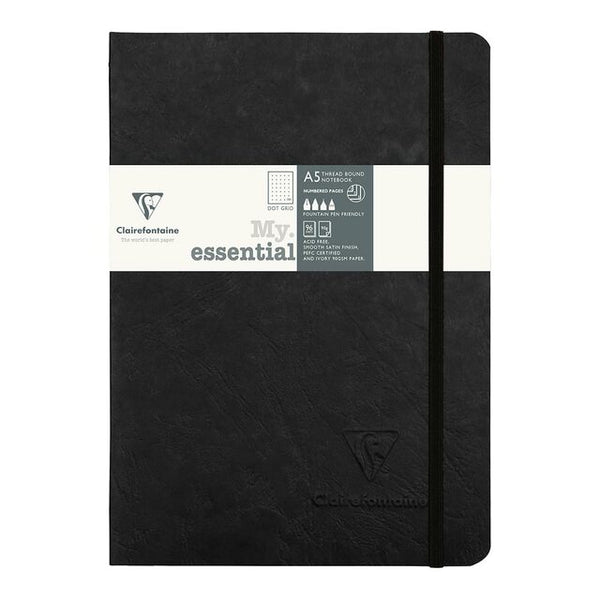 Clairefontaine Age Bag My Essential Notebook A5 Dotted#Colour_BLACK